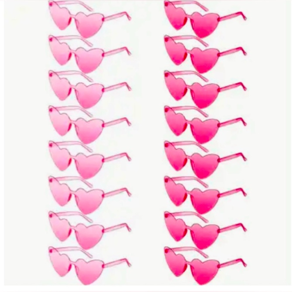 16 pack neon pink and hot pink heart sunglasses